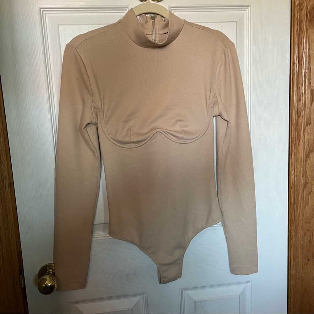 House of CB Tan Long Sleeve Bodysuit